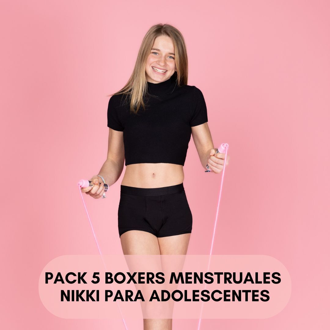 Pack 5 boxers menstruales NIKKI para adolescentes